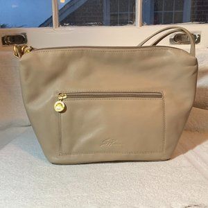 Beige Leather Stone Mountain Shoulder Bag